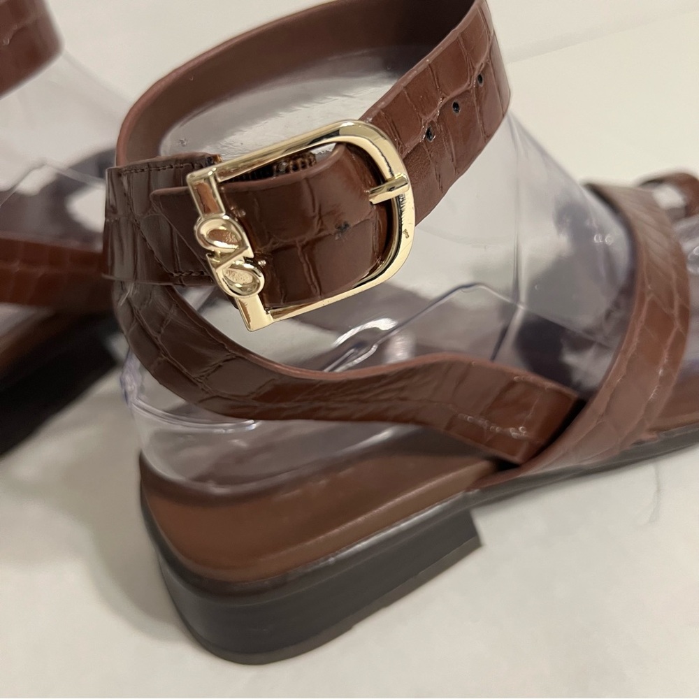 Naturalizer Birch Sandal Dark Brown Croc-Embossed Cappuccino Croco Faux Leather - Picture 7 of 9